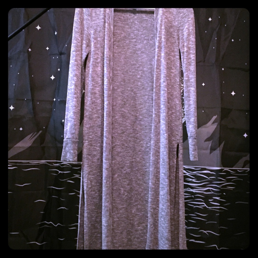 Heathered Gray Long Cardigan. Size Small/2-4.